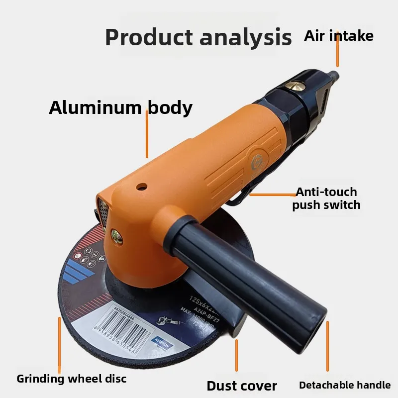 

5inch Pneumatic Angle Grinder Grinder Polisher Polishing Machine Cutting Machine Angle to 125mm Pneumatic Tool Multi-Function