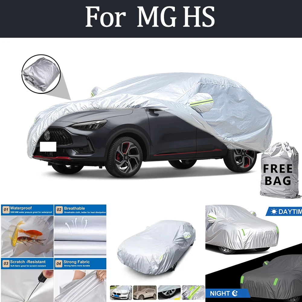 

For MG HS Car Cover Outdoor Protection Covers Snow Sunshade Waterproof Dustproof Exterior UV Car Accessories