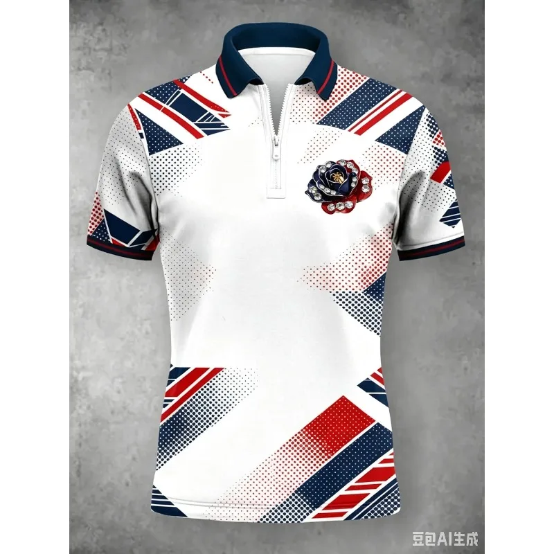 England Football Half Zip Polo Shirt 3D Full George Cross Print T-shirt Men Women Soccer Supporter Uniform Casual Sport Tee view 4