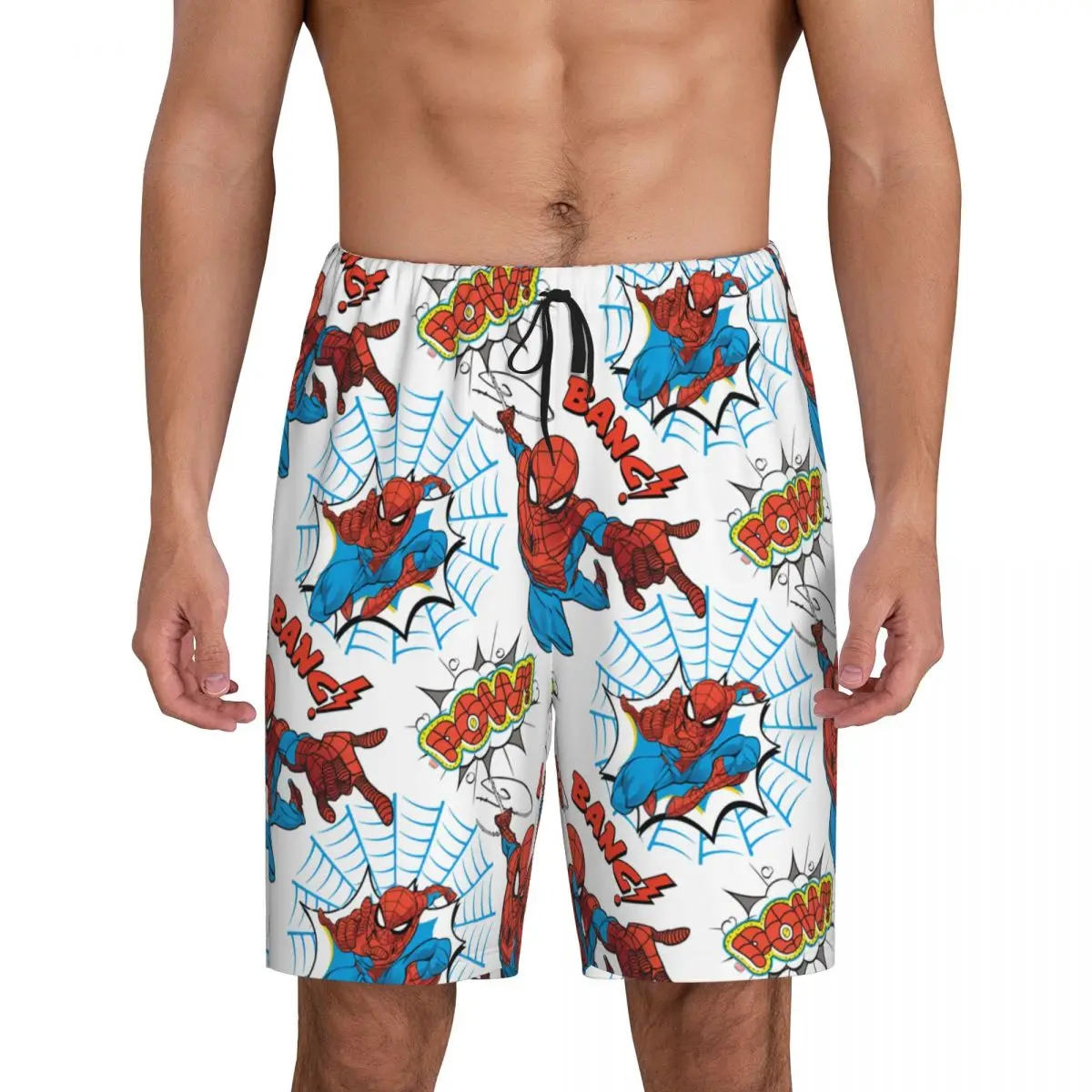 

Custom Print Spider Man Pajama Shorts Men Sleepwear Bottoms Sleep Short Pjs with Pockets