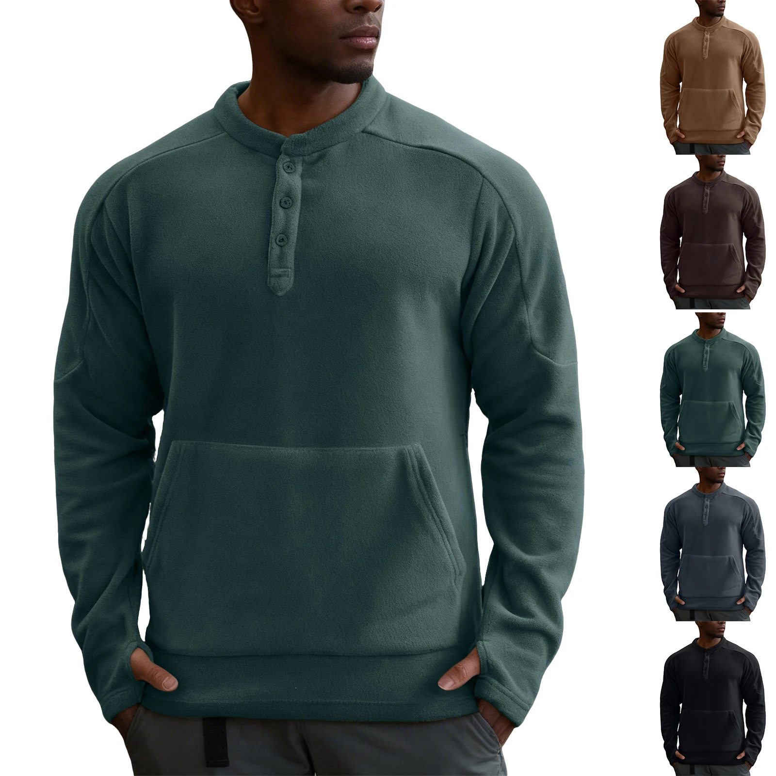

Three Button Casual Solid Color Pullover Spring And Autumn Men'S Sports Pullover Men'S Outdoor Warm Top