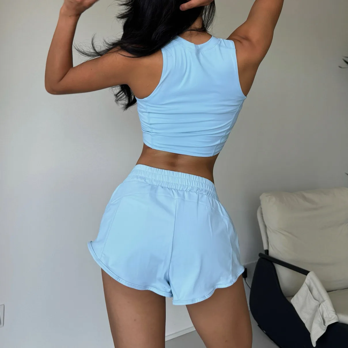 1/2PCS Pad Yoga Set Gym Suits Mini Shorts Sport Bra Women Tracksuit Shorts Running Workout Outfit Fitness Clothing image 3