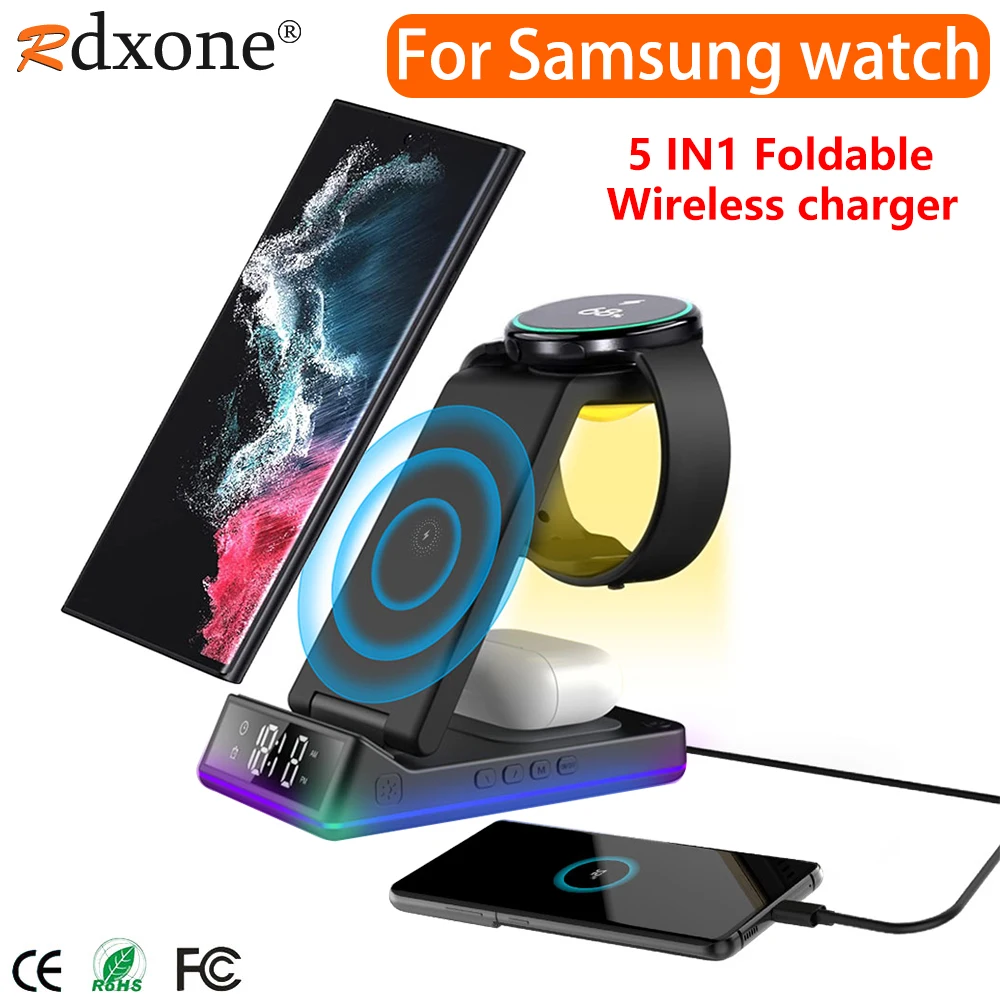 15W Wireless Chargers Stand For Galaxy Watch 5 4 3 Active 2 S3 S4 Buds Wireless Charging Station for Samsung S22 S21 S20