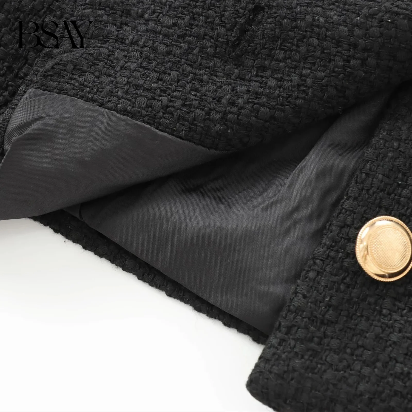 BSAY 여성 패션 가을 신상 벨트 캐주얼 재킷 라운드 넥 긴팔 싱글 브레스티드 숏 코트 시크 여성 상의