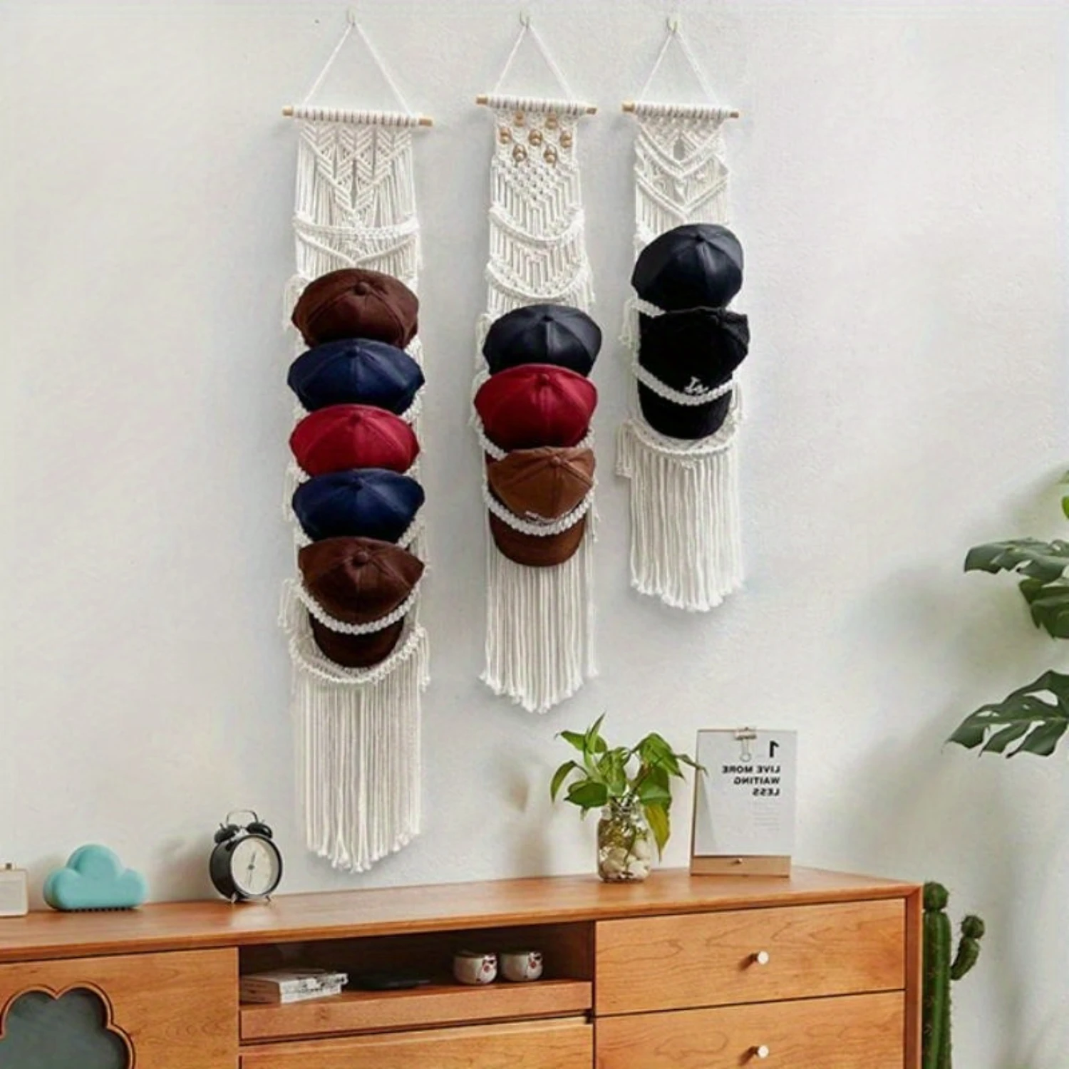 1 PC Hand Woven Tapestry Hat  Rack - Space-Saving Wall Mounted Design for Organizing and Displaying Hats - Add a Touch of Bohemi