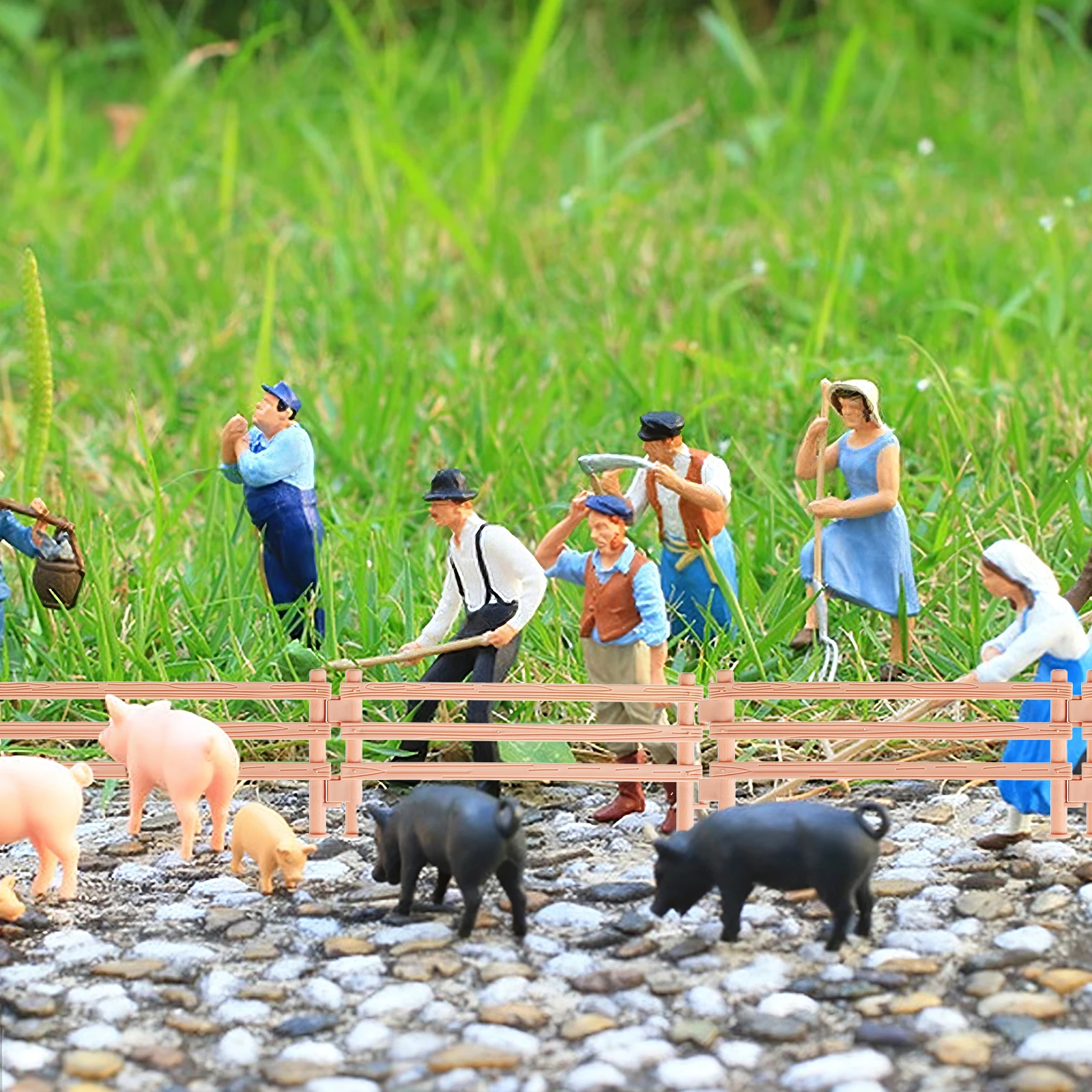 

50 pcs Farm Corral Fence Panel Accessories Barn Animal Figures Fence Props For Toddlers Kids Buckle Design