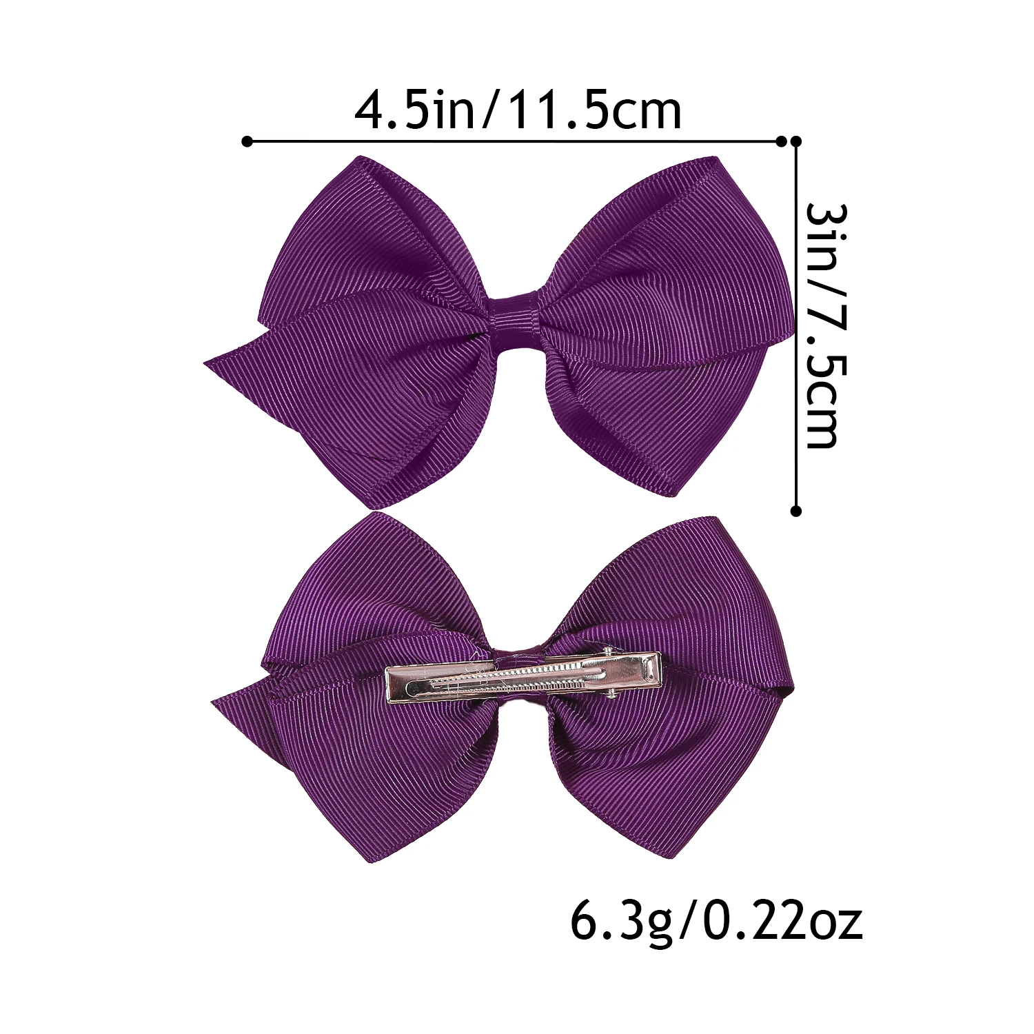 10/20pcs Solid Color Ribbon Bow Hair Clip For Girls  Grosgrain Hair Bow Alloy Barrettes For Children Women Hair Accessories
