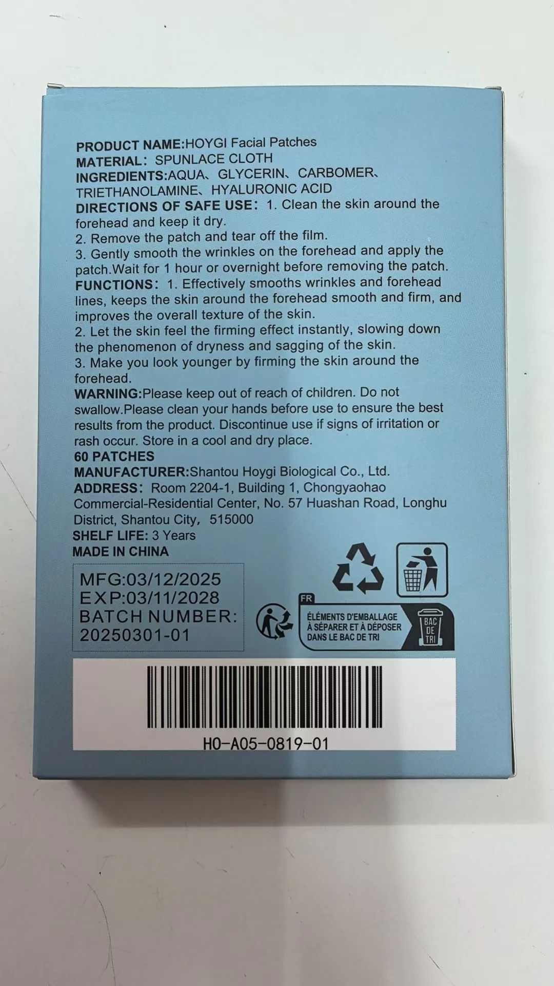 Hyaluronic Acid Facial Patches - 60 Pcs Moisturizing Face Patches, Smooth Wrinkles & Forehead Lines, Overnight Hydrating