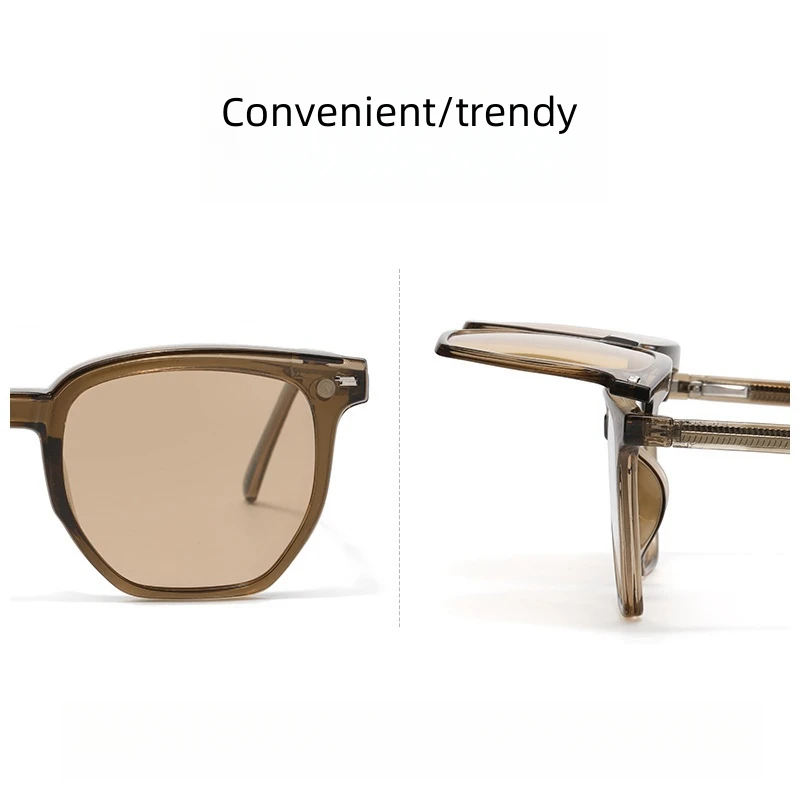 FIRADA 2024 Fashion Square Polarized Glasses Retro Magnetic Eyewear Optical Prescription Eyeglasses Frame For Men Women 8179-C