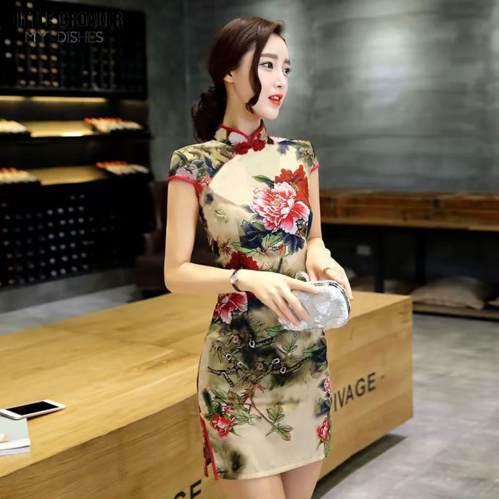 

Qipao Improved Cheongsam Women 2023 New Traditional Asian Clothes Summer Daily Retro Chinese Short Cheongsam Fashion Women Dress