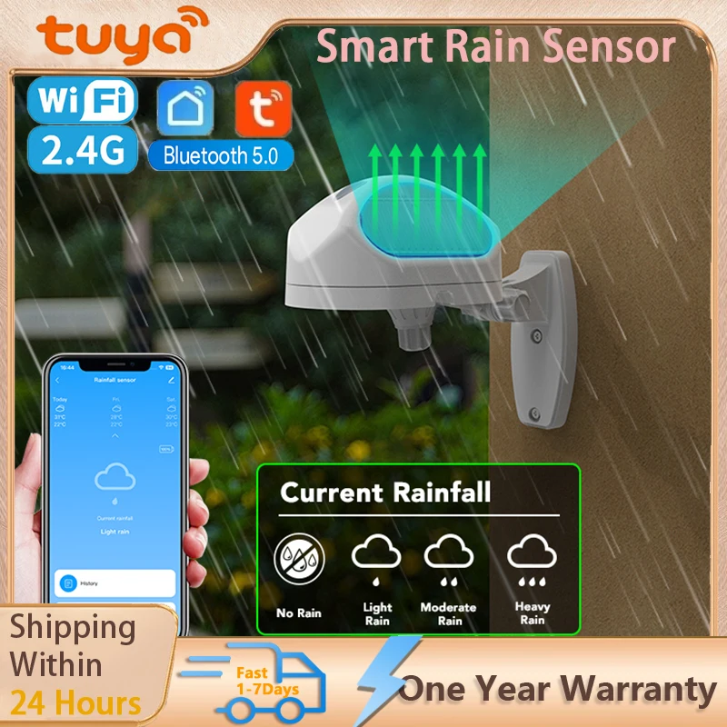 

Tuya WiFi Smart Rainfall Sensor Rainfall Duration Detection Smart Rain Sensor Outdoor Waterproof Rainfall Record Rain Detector