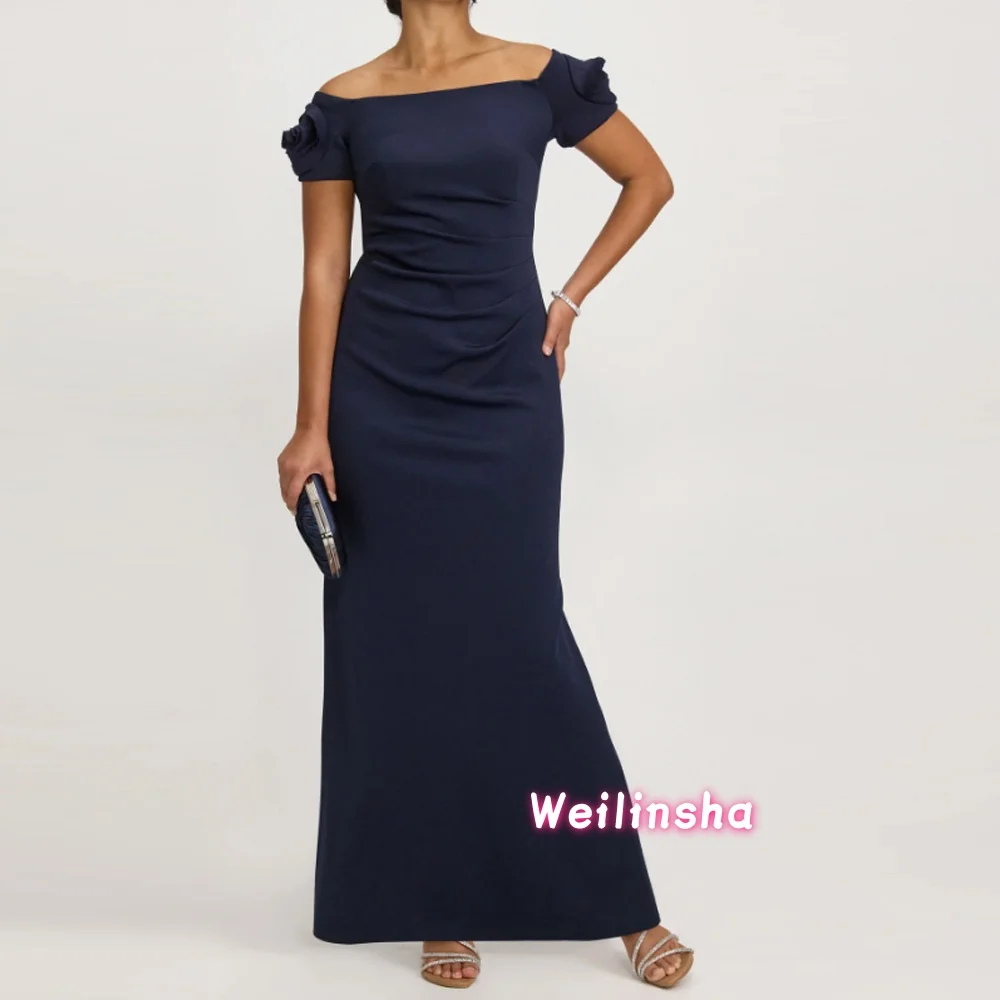 

Customized Mermaid Off the Shoulder Mother of The Bride Dress with 3D Flowers Formal Strapless Women Elegant Wedding Guest Gowns