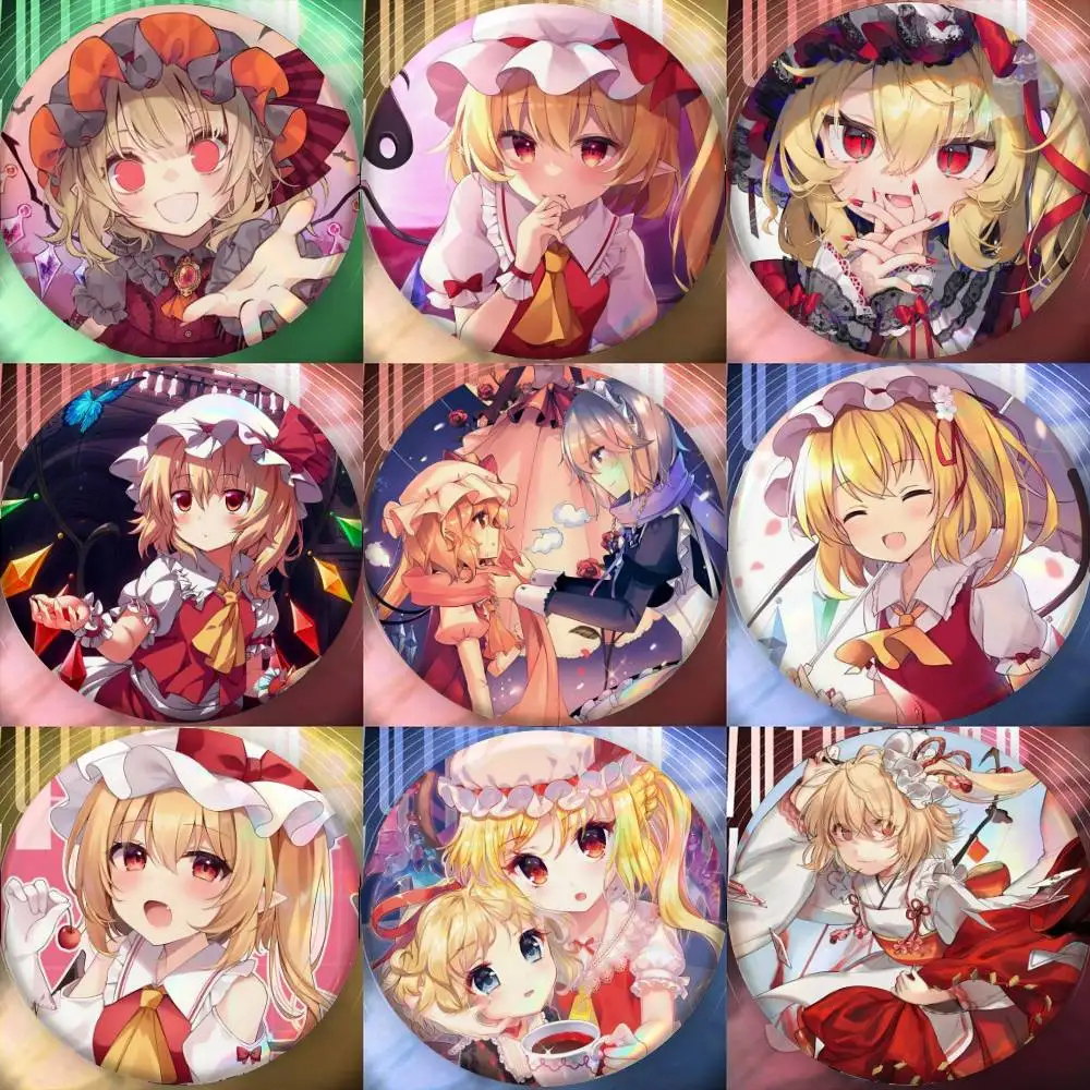 Touhou Project Flandre Scarlet Anime Badge Tinplate Meme Round Brooch for Hat Bag Creative Lapel Jewelry Accessories Gifts
