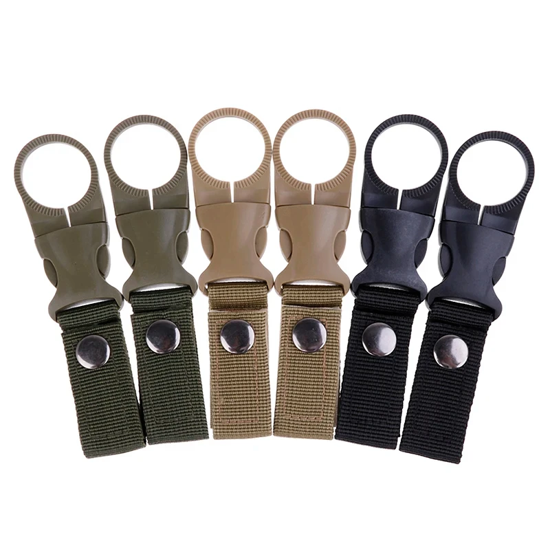 2Pcs Multifunctional Nylon Webbing Water Bottle Holder Hooks, Backpack Hanging Clip Carabiner Belt Buckle for Climbing Outdoor