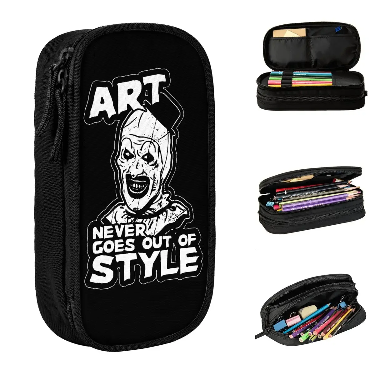 

Lovely Cuan Horor Terrifier Film Halloween Pencil Cases Pencil Pouch Pen Holder Large Storage Bags Office Cosmetic Stationery