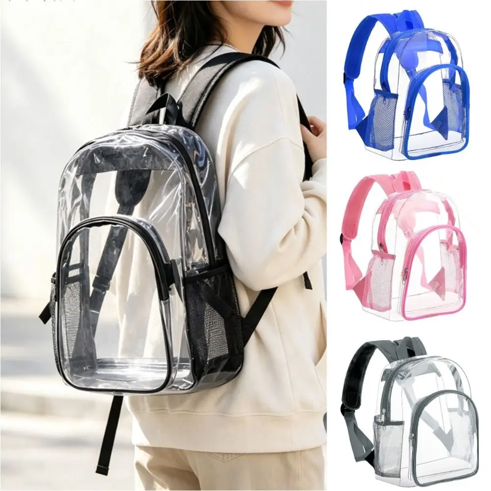 Fashion PVC Transparent Backpack Waterproof Large Capacity Visible Backpack Fitness Knapsack Sports