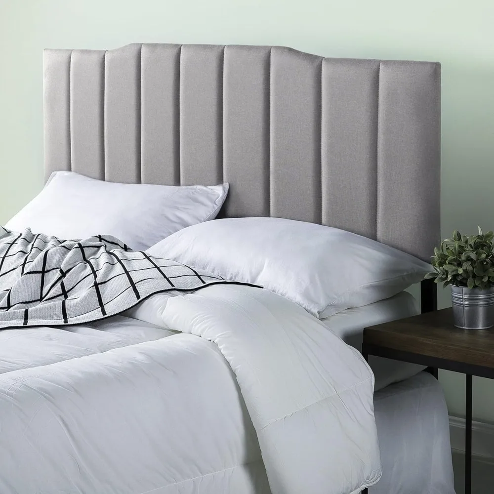 Satish Upholstered Channel Stitched Headboard in Grey, Designed comfort in mind, headboard features high density foam padding