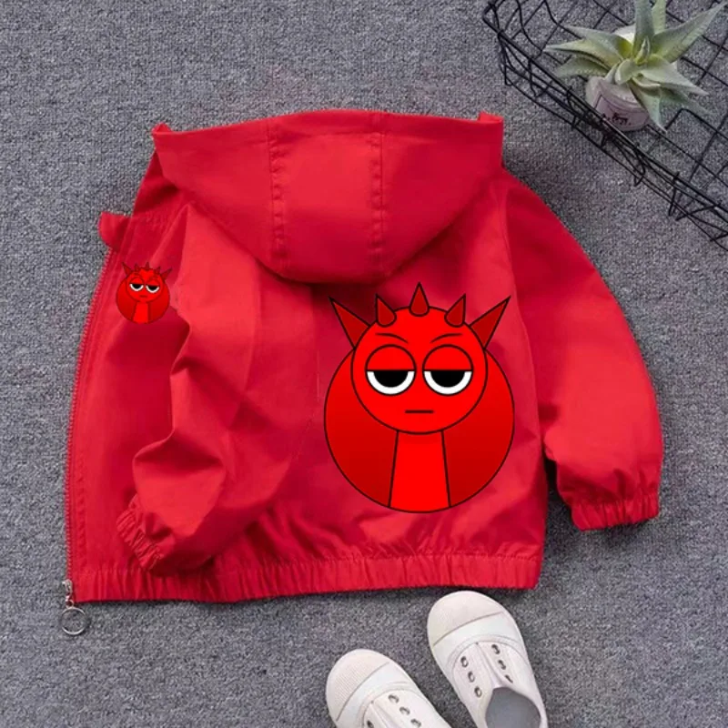 Sprunki PU Waterproof Jackets for Children Cartoon Anime Fashion Coats Boys Girls Autumn Winter Warm Windbreak Coat Kids Clothes