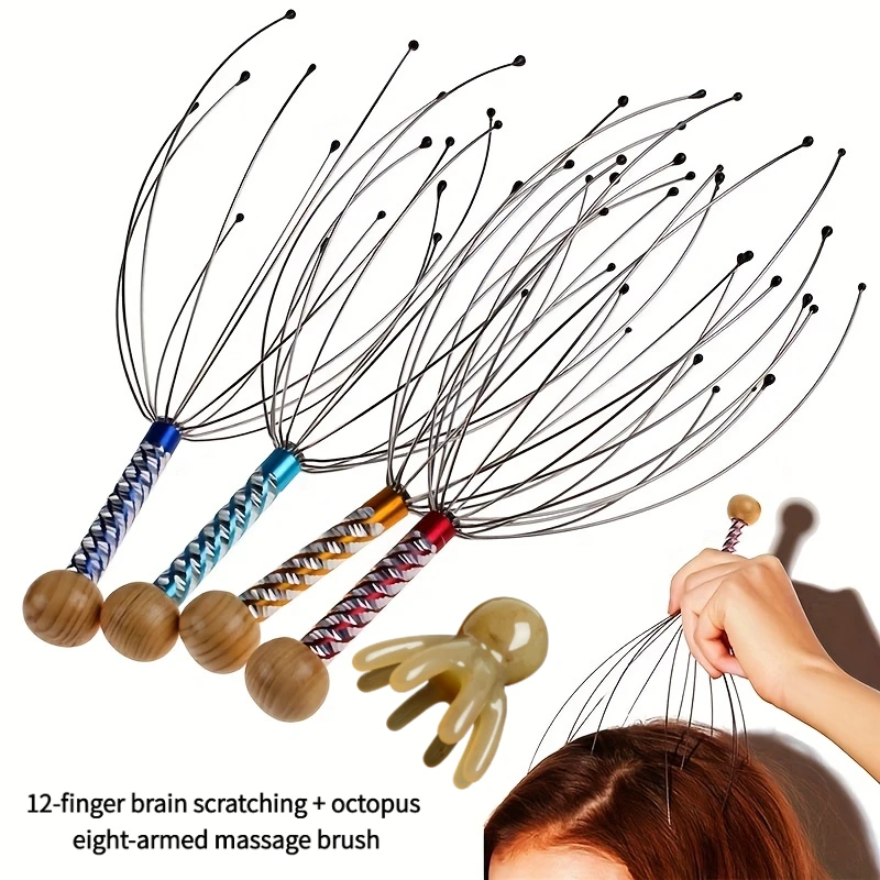 2-Piece Portable Octopus Head Massager, Designed to Relax the Scalp, Relieve Stress, and Relieve Stress
