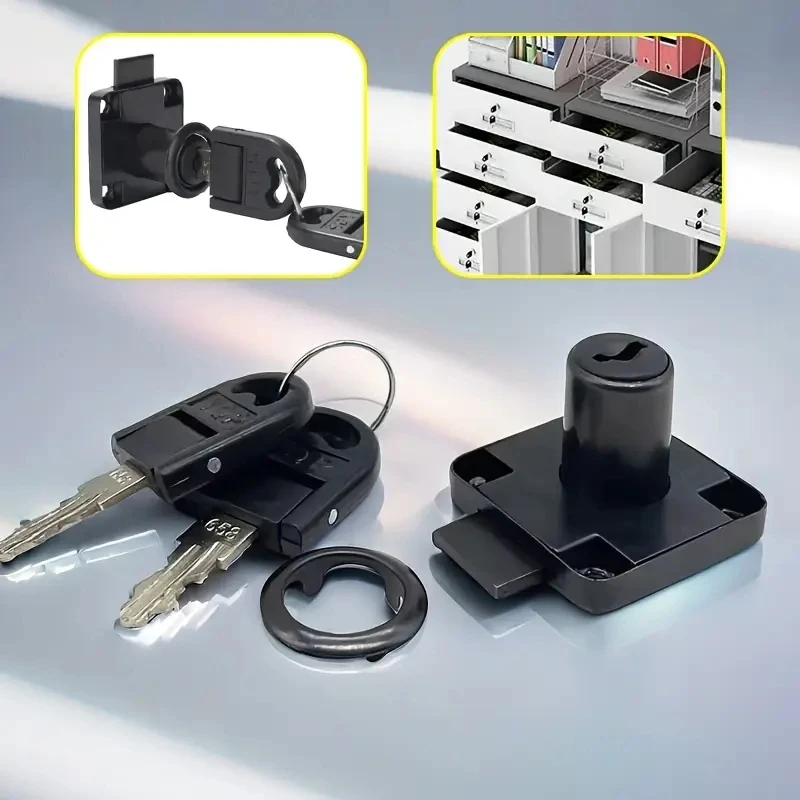 1 Stück Schrankschublade Türschloss Möbeltürschloss, schwarz, geeignet für Büroschreibtische, Schränke und den Heimgebrauch, Hardware-Zubehör