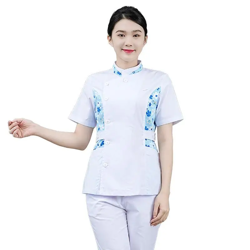 2022 Womens Nurse Uniforms Sets Scrubs Long and Short Sleeve Pocket Carer Costume Casual Medicals Nursing Uniforms