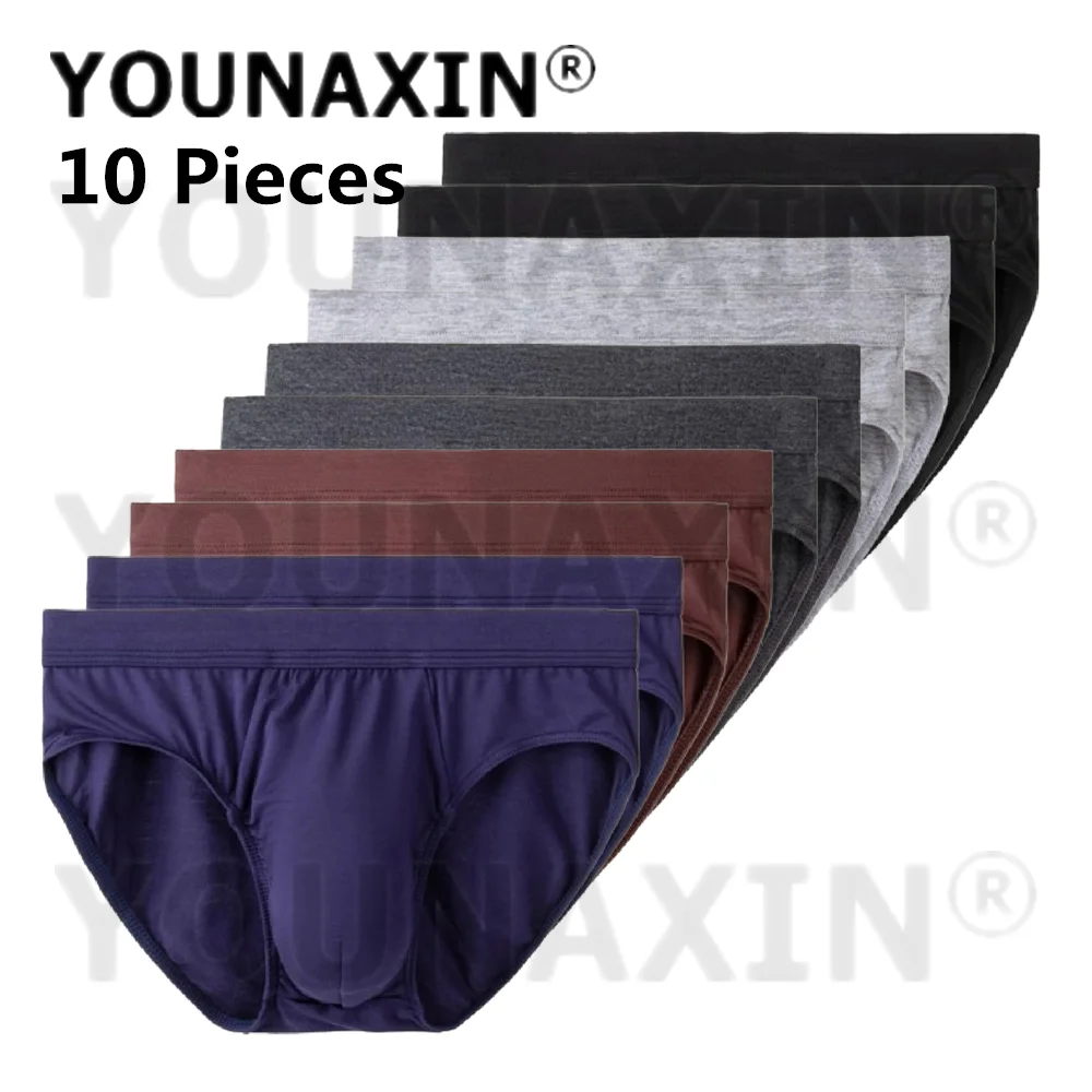 

Мужские трусы YOUNAXIN 10 шт., однотонные дышащие трусы, оптовая продажа, L XL 2XL 3XL 4XL