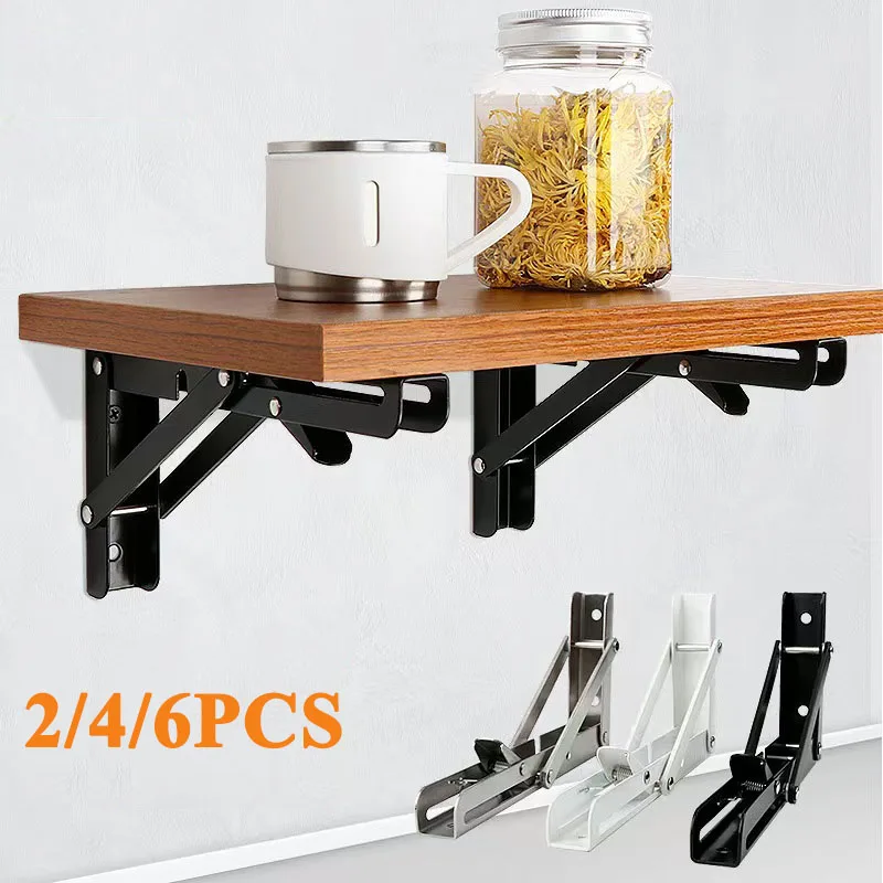 

6/4/2pcs Wall Bracket 6inch 150*70mm Folding Shelf Brackets with Screws Triangle Straight Billy Bracket Wall Mounted Bench Table