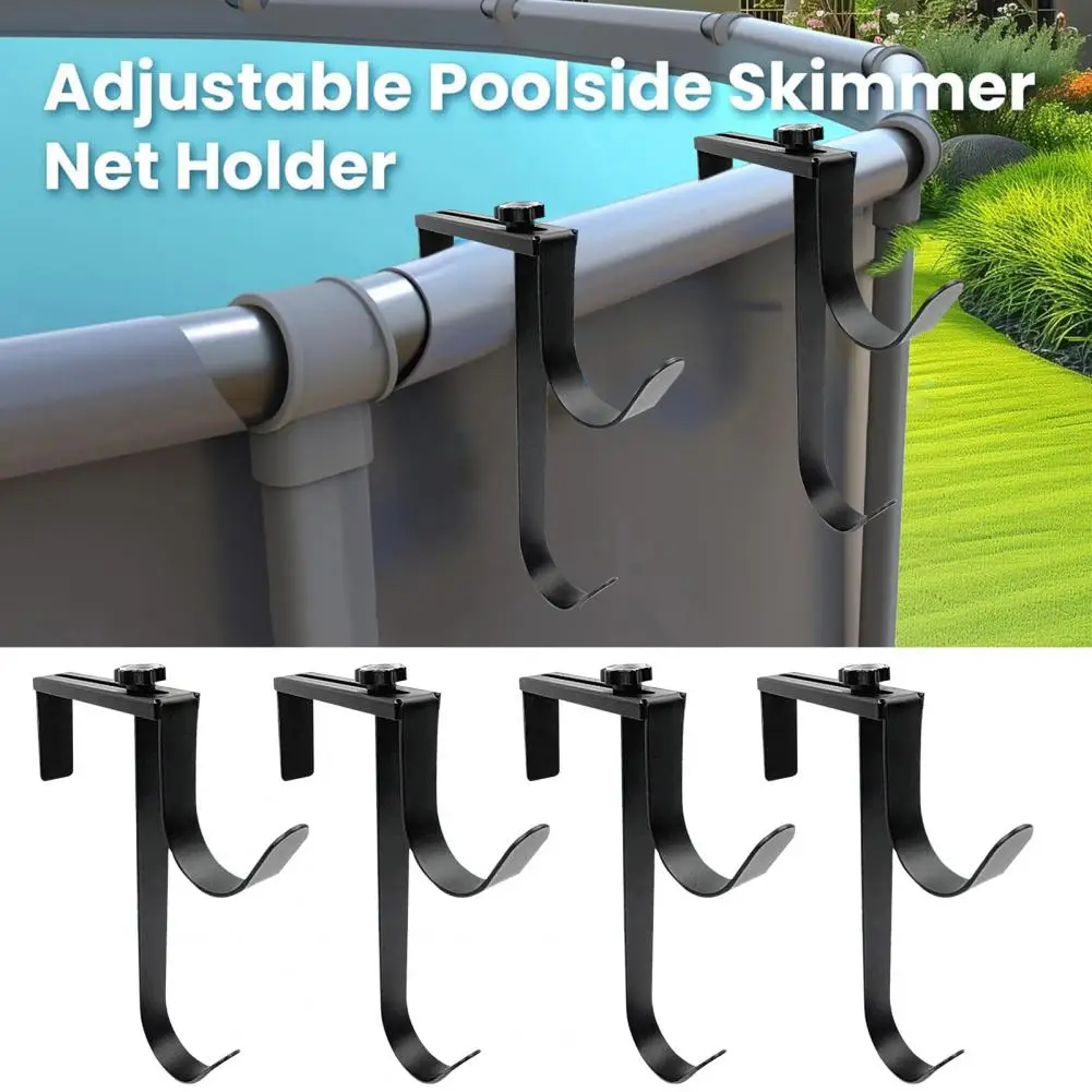 2 Pcs Adjustable Pool Pole Hooks Poolside Pool Leaf Skimmer Net Holder Brush Hanger Equipment Hooks