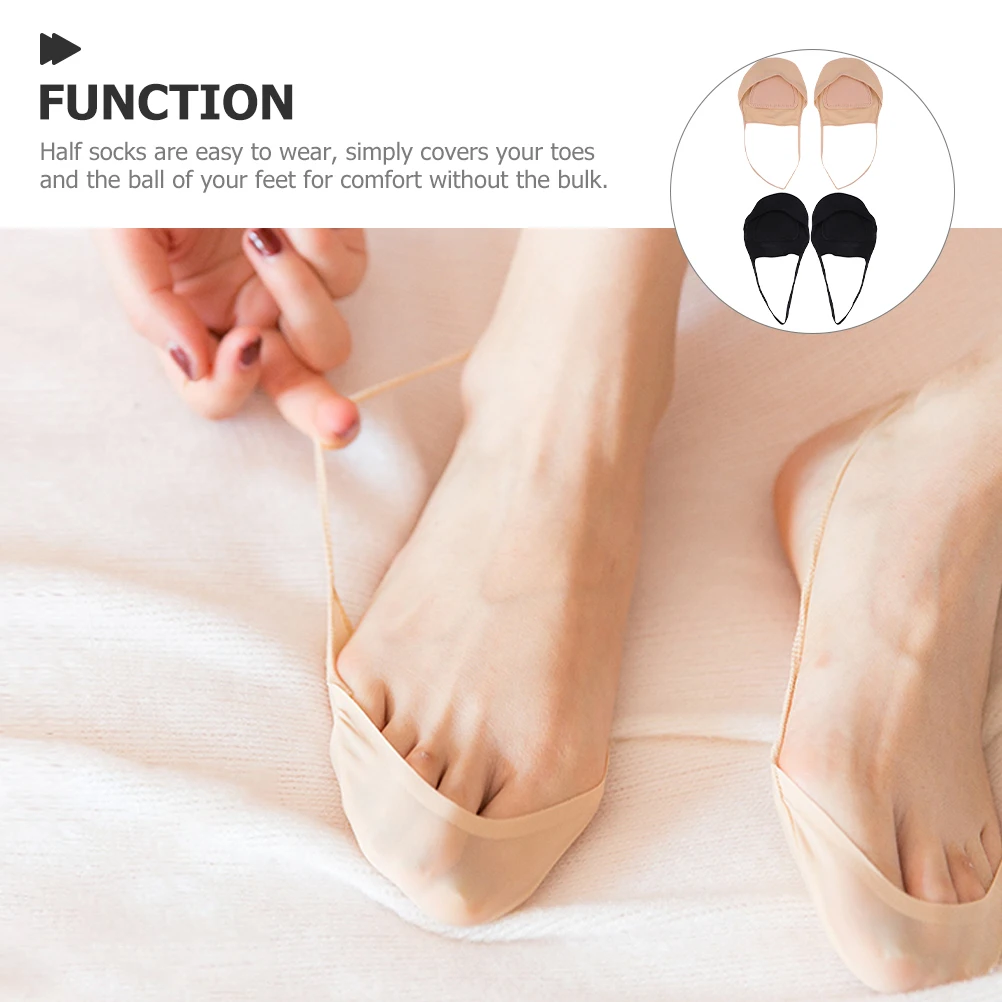 

4pcs 2Pairs Invisible Socks Garter Pads Women HighHeel Black Nude Breathable Soft Washable SkinFriendly ToeTopper Socks Heels