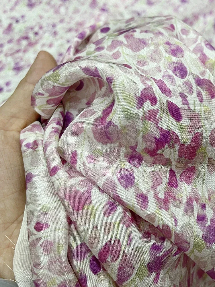 Crepe De Chine Printed Fabric Spring Summer Fashion Flower Polyester Satin Chiffon Sewing Fabric Cloth Diy Meters Rayon Material