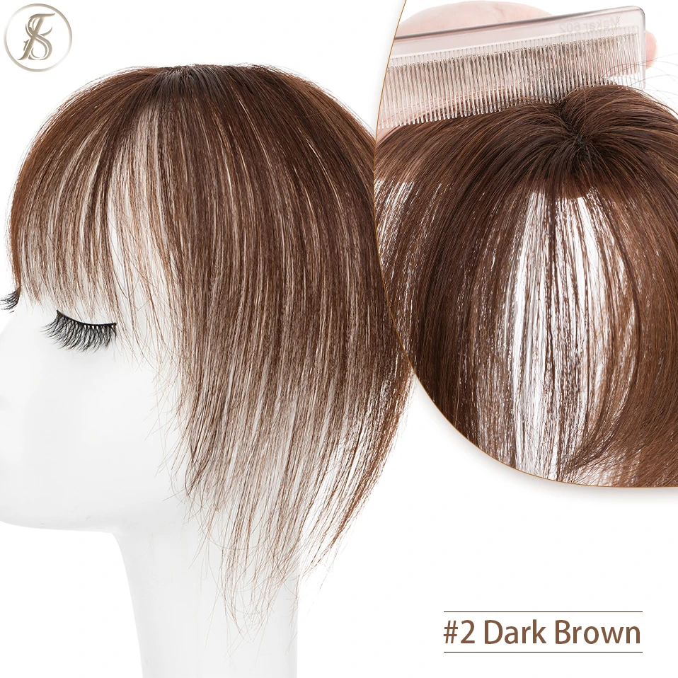 TESS Natuurlijke Haar Pony 3D Fringe 10g Menselijk Haar Onzichtbare Clip In Haarverlenging Met Tempels Haar Clip Natuurlijke pony Voor Vrouwen