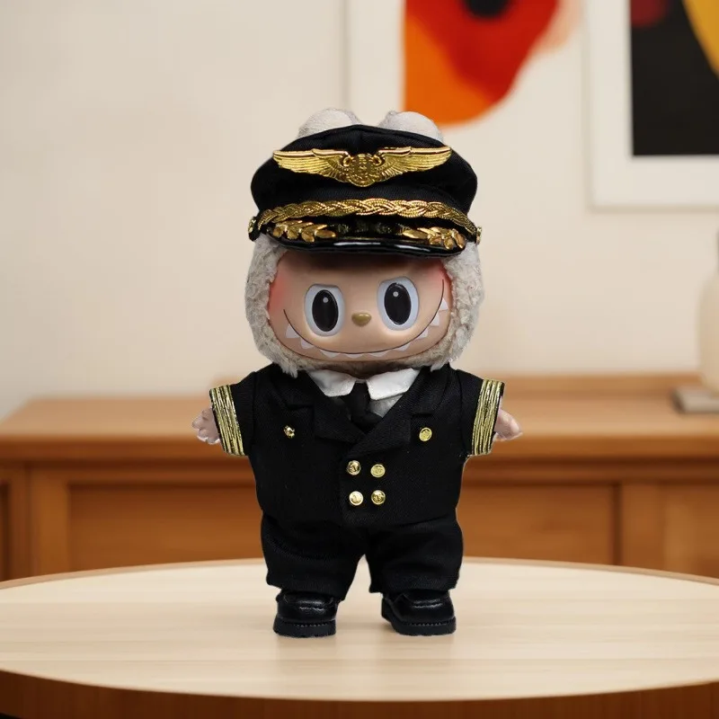 

For Labubu Doll Clothes Luxury Plane Captain Uniform Set Mini Plush Doll Clothing Fashion Doll Accessories Gift