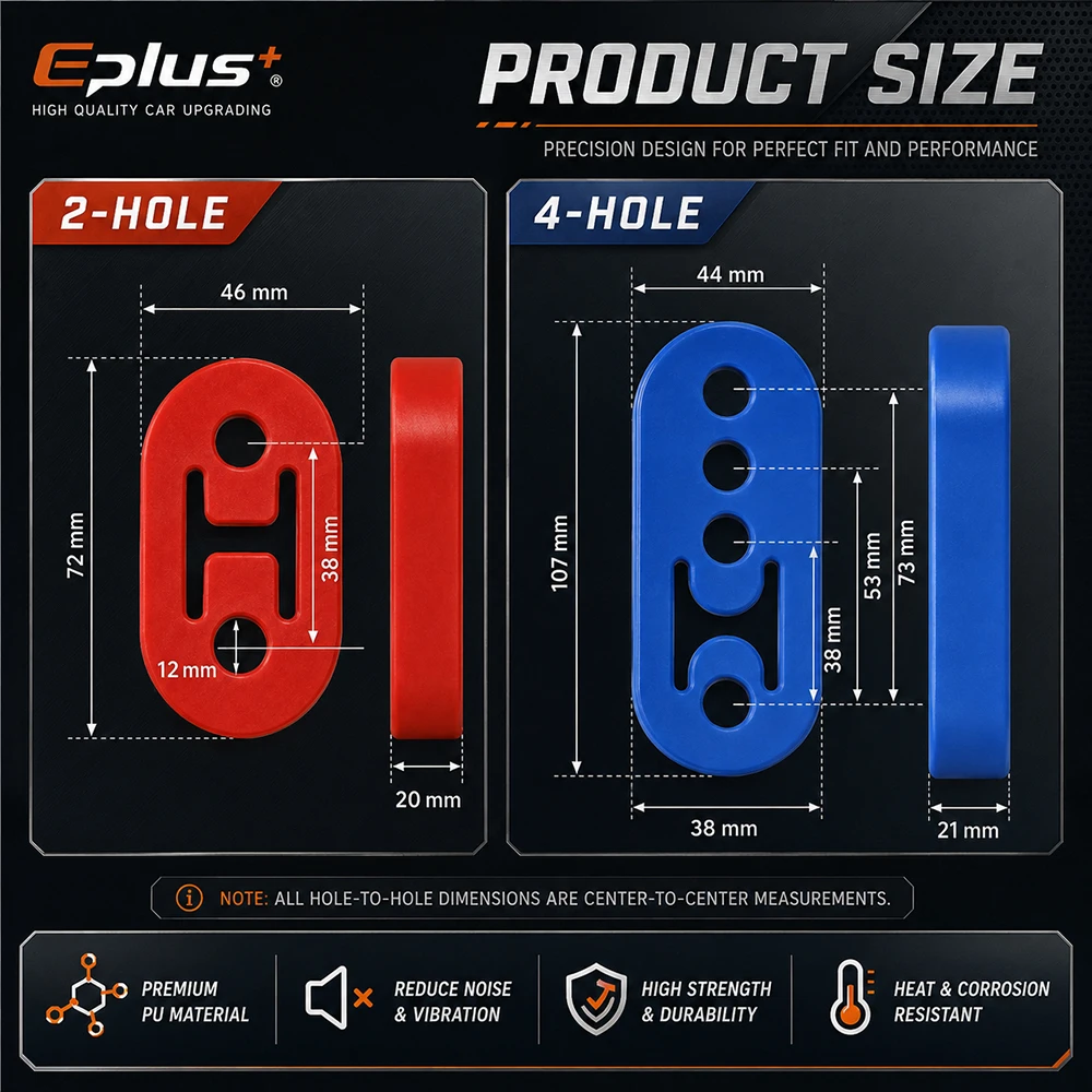 Universal 2&4 Holes Polyurethane Exhaust Hanger Hard PU Exhaust Bushing Vibration Dampener for Car Exhaust System