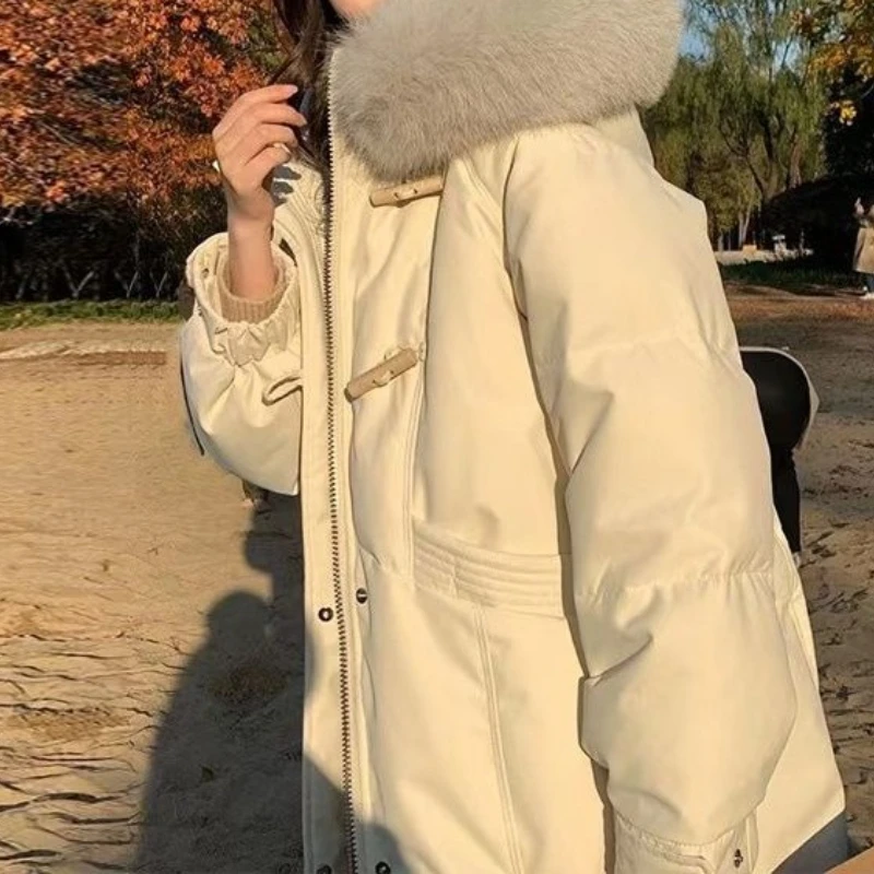 2025 Winter Tooling Cotton-padded Jacket Warm Hooded Loose Padded Women's Cotton-padded Jacket