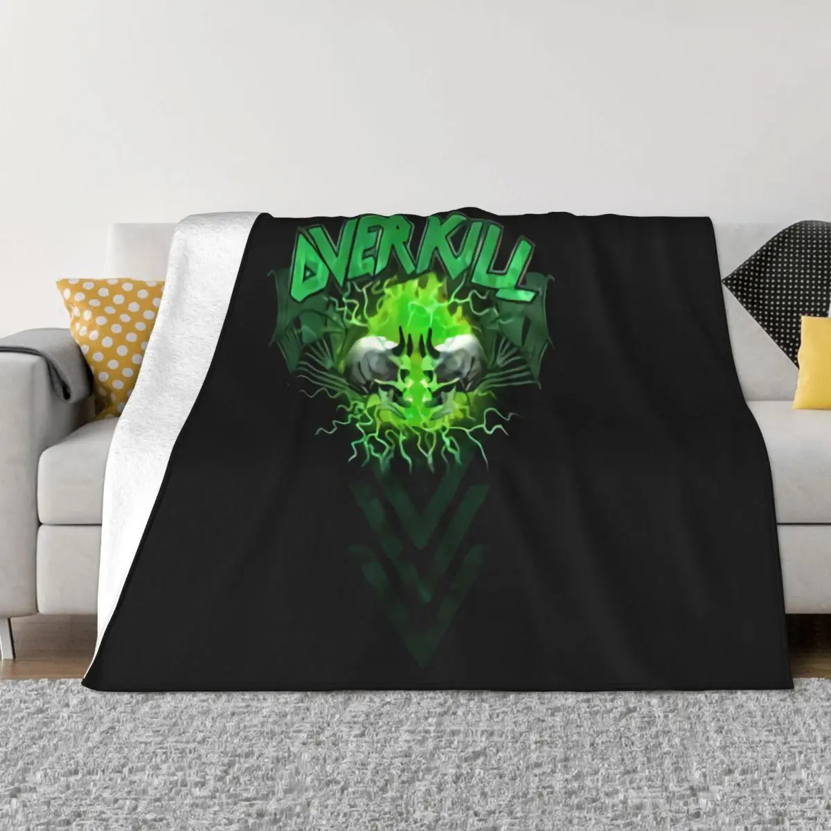 

Overkill Two Electric Skulls S M L Xl 2Xl New Official Customiz Crewneck Latest Loose On Sale Autumn Halloween Throw Blanket