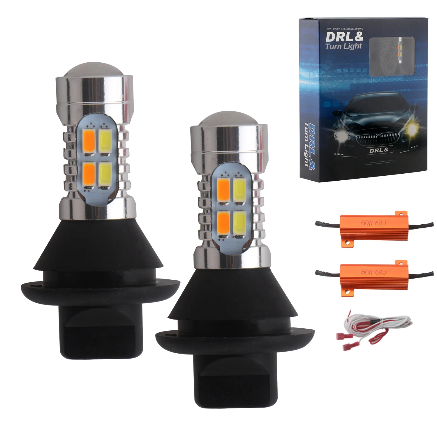 

2PCS Canbus White/Amber 5730 20 SMD Led 1156 BA15S PY21W BAU15S W21W Bulb Cars DRL Turn Signal Reverse Tail Light NO Error