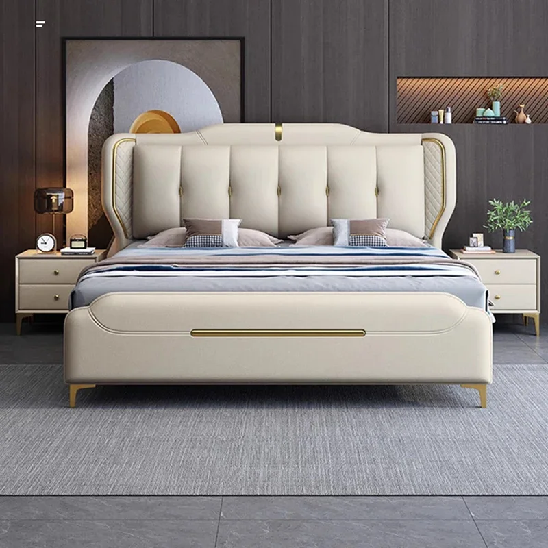 

Nordic Bedroom Double Bed Modern Fancy Boys Luxury Double Bed King Size Storage Muebles Para El Hogar Set Furniture Complete