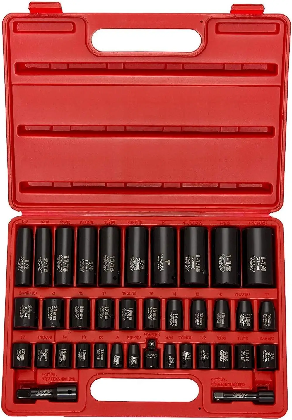 

3/8' & 1/2' Drive Master Impact Socket Set, 38-Piece, SAE & Metric, Deep & Shallow, Cr-V Steel, Duometric