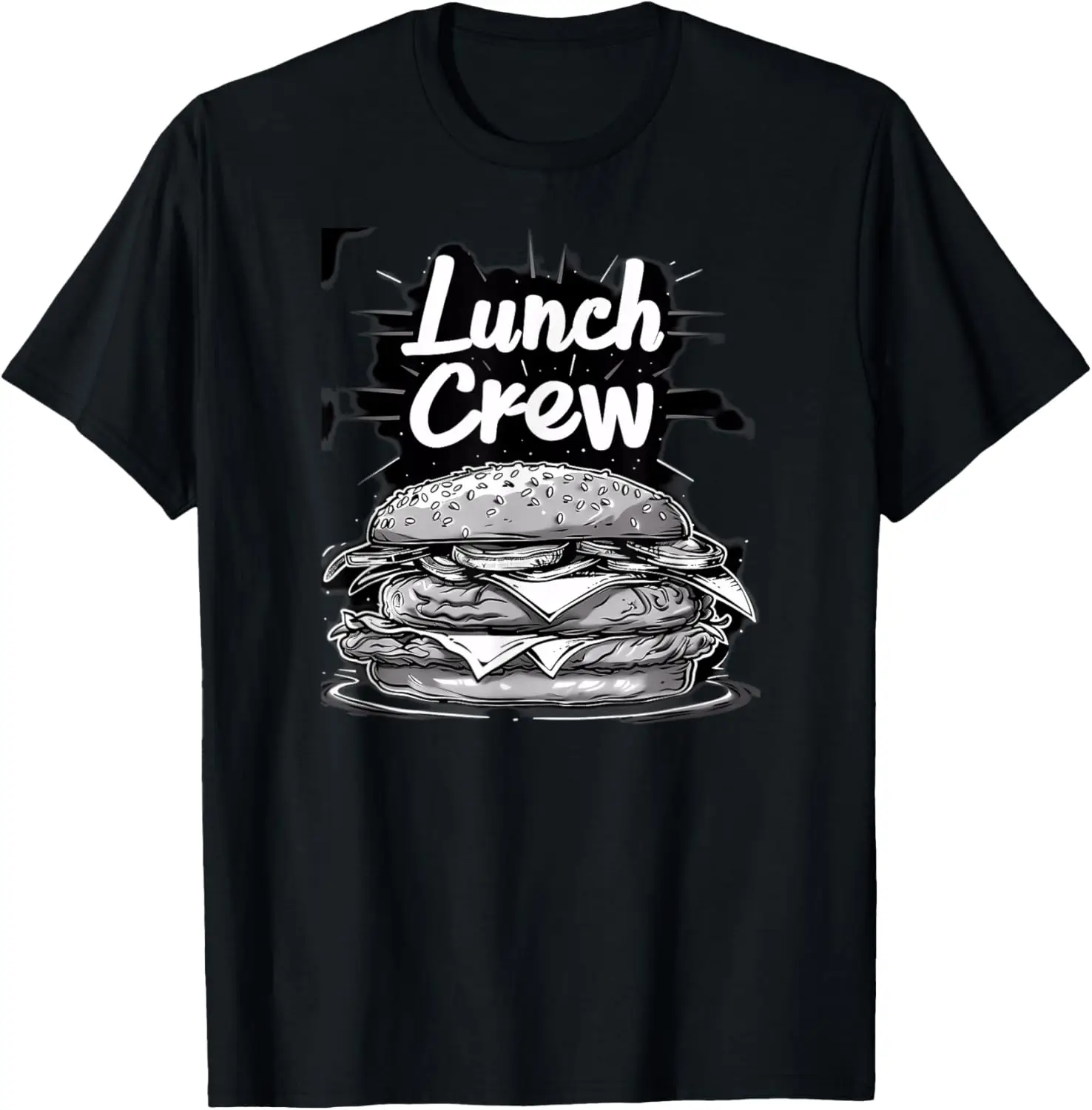Lunch Crew Graphic - Burger and Fries Design Team Members T-Shirt