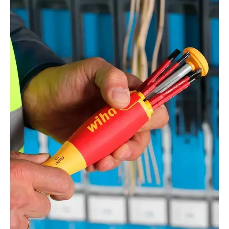 WIHA 38610 6-in-1 1000V Insulated Precision Screwdriver Multi-function Eject Bit Storage Electrician Tool