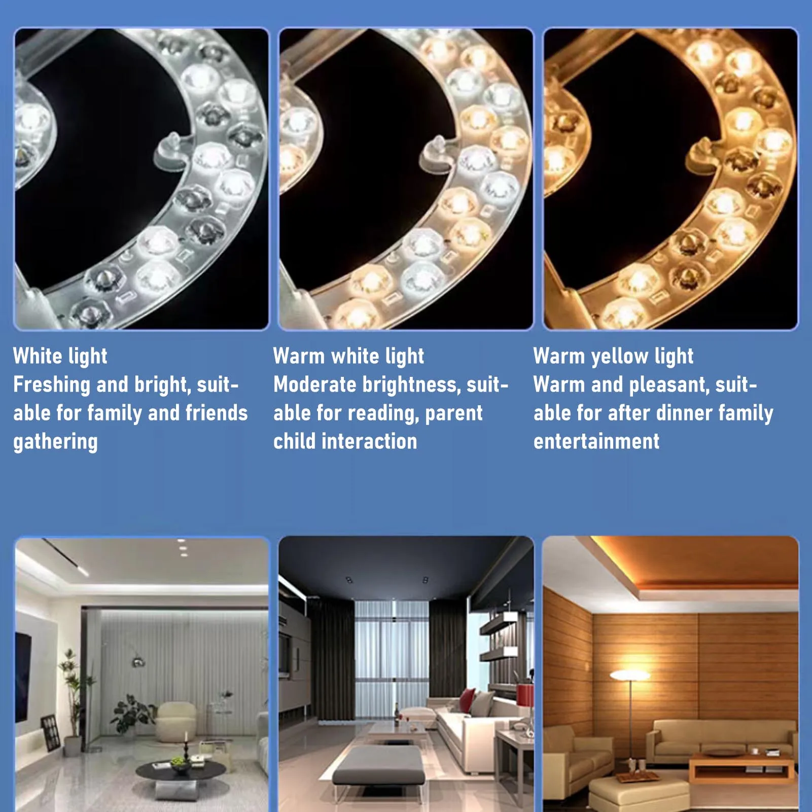 13.2 Inch Ceiling Fan LED Light Replacement PC 3 Color Adjustable Flush Mount Ceiling Fan Light Panel Retrofit Light Board
