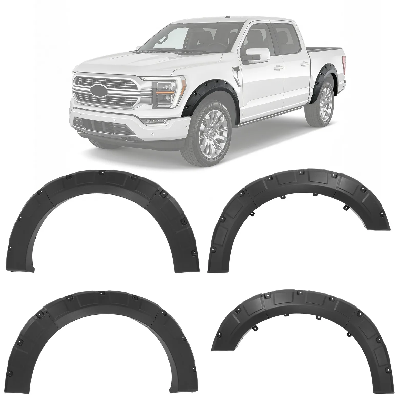 

Pocket Rivet Fender Flares Kit Textured For 2021-2022 Ford F-150 F150 Plastic