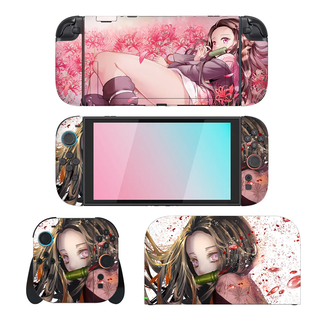 Kamado Nezuko Protector pegatina piel para Nintendo Switch 2 NS consola Dock cargador soporte Joy-con controlador vinilo