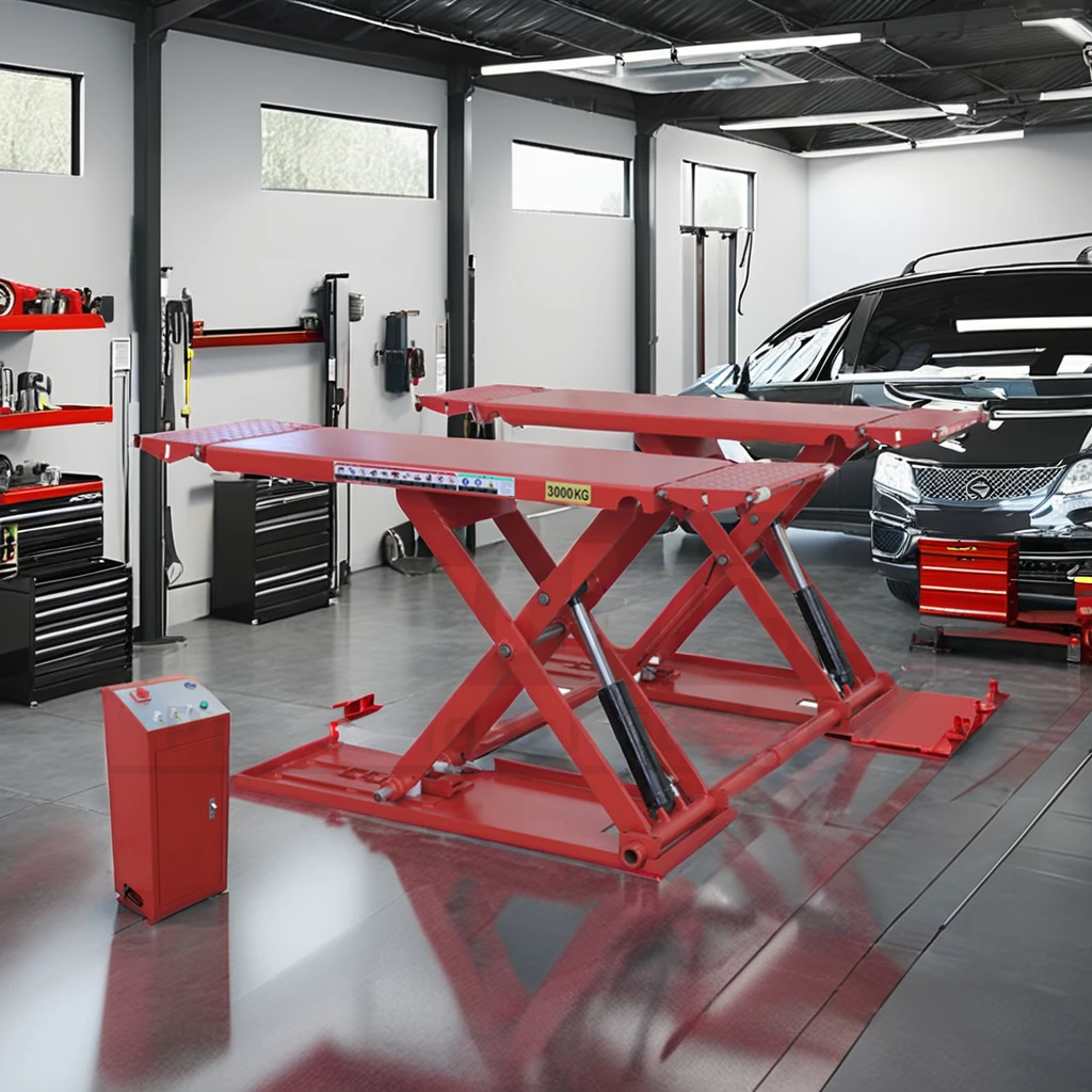 Two Cylinder Heavy-Duty Auto Tire Equipment Portable Electric Hydraulic Scissor Car Lift Scissor Car Lift Car Lifting