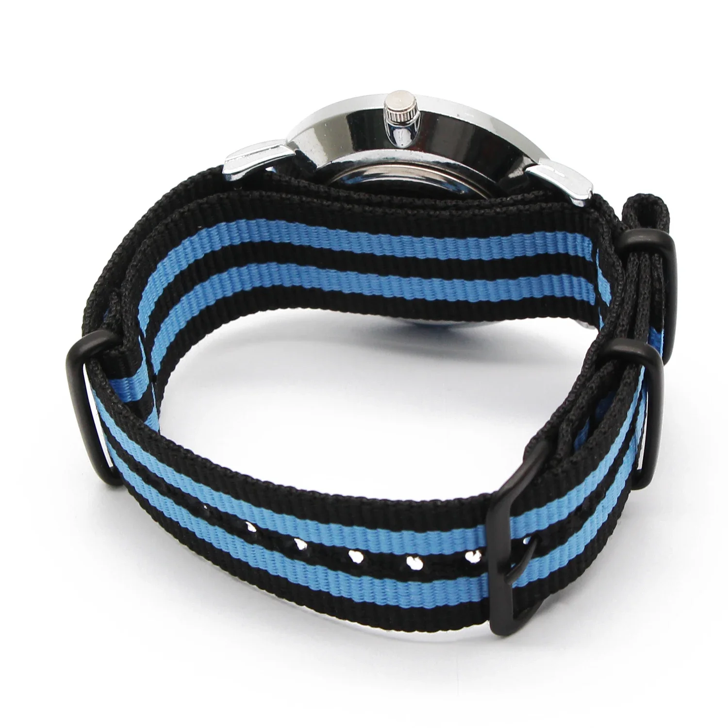 Fashion Men Watch Band Black Buckle Strap Nylon Stripes Durable Watch Bands Woven Straps Bracelet Watches Belt 18 20 22 24MM