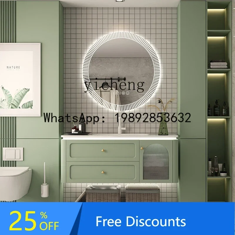 

B1 ceramic integrated basin oak paint bathroom washstand bathroom smart mirror cabinet