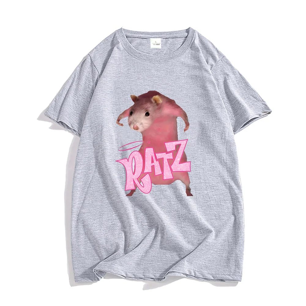 Ratz-T-shirt à manches courtes et col rond pour homme, 100% coton, estival et décontracté, avec dessin animé de souris rose, kawaii, mignon et doux
