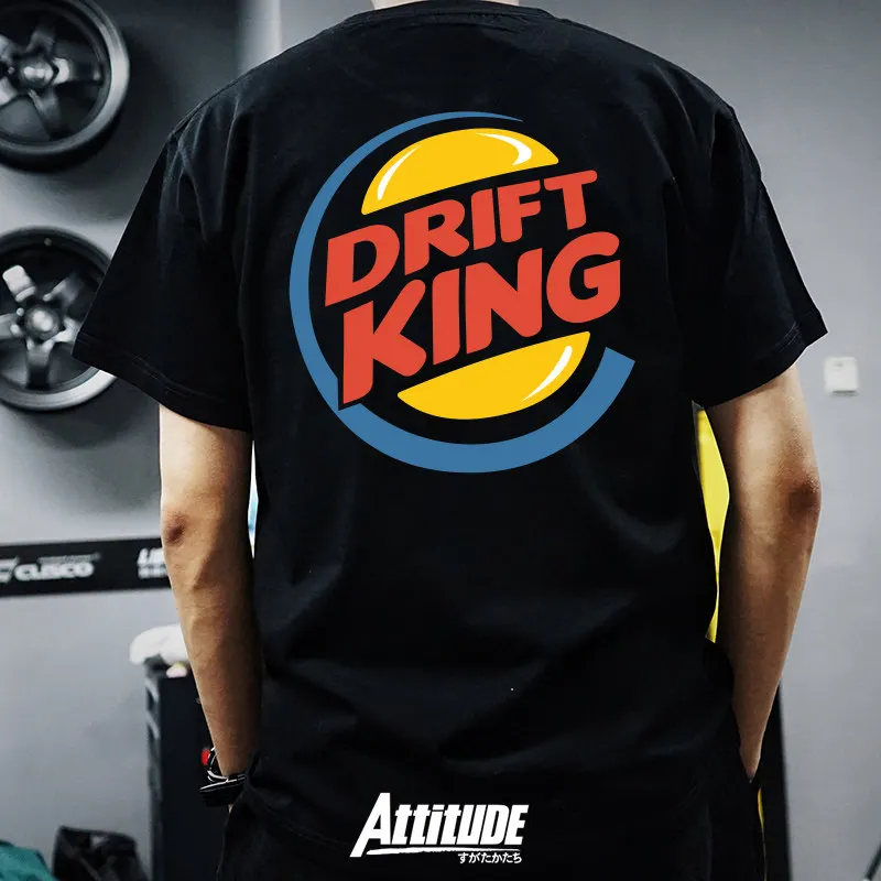 Camiseta de Algodón Puro con Estampado Retro Humble Burger - Nueva Actitud de Moda Verano 2026 - Paraíso del Drifting de Coches JDM Japoneses Modificados