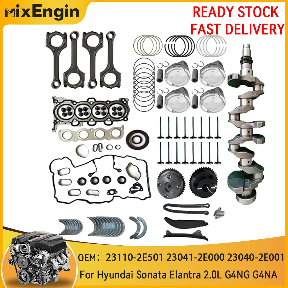 

Engine Rebuild Kit Piston Set Connecting Rods Fit 2.0 L l4 GAS For Hyundai Sonata Elantra Tucson G4NG G4NA 2.0L 14-19 231102E501