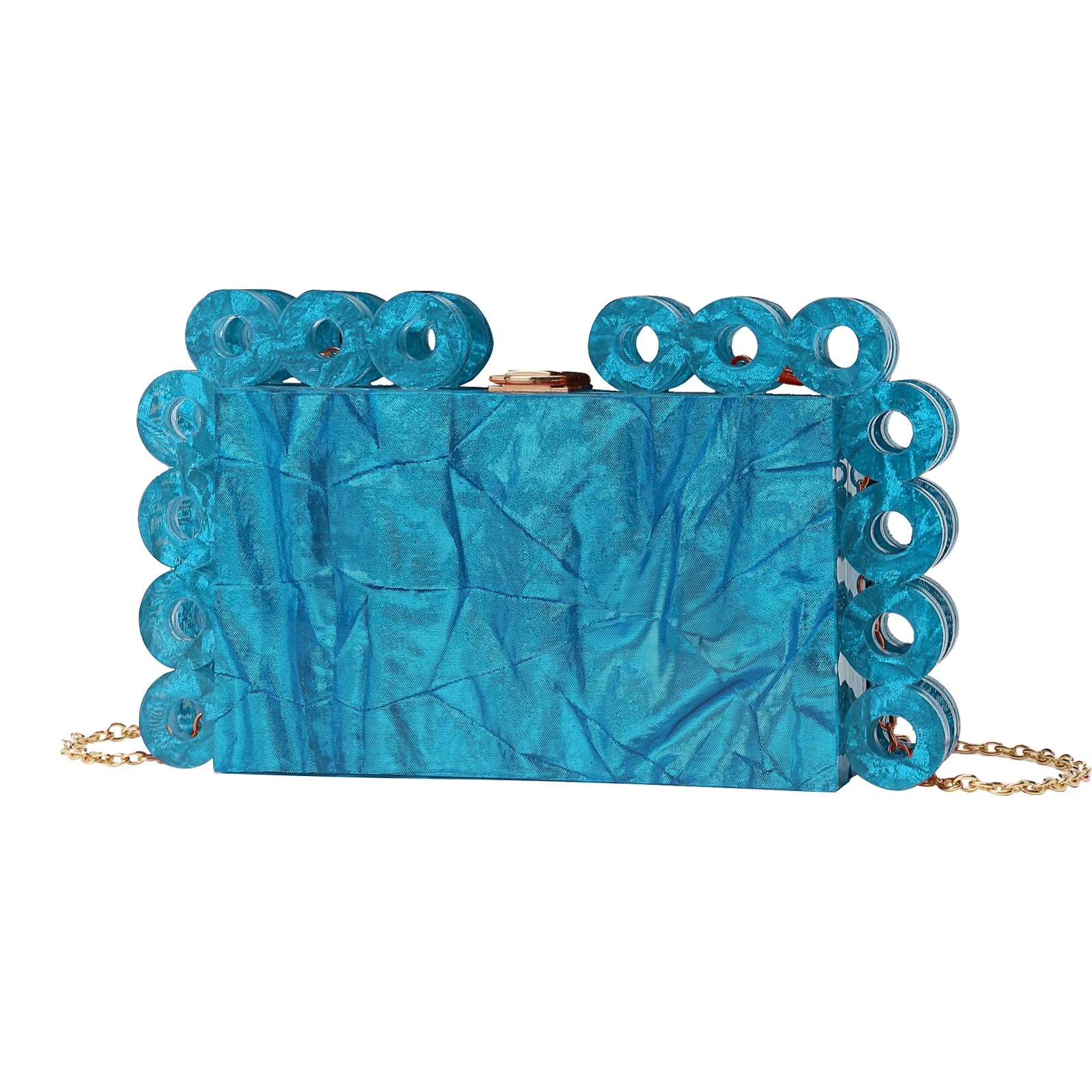 

Rose Gold Ring Side Acrylic Box Clutches Bags Trendy Brand Purse Handbag Lady Luxury Small Tote For Women Party Evening Flap